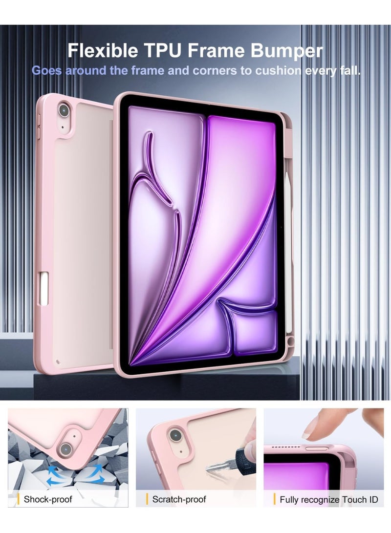 حافظة  Slim Smart Case لأجهزة iPad Air مقاس 10.9 بوصة (الجيل السادس/السابع/ الرابع / الخامس  2020/2022) مع حامل قلم – غطاء شفاف مقاوم للصدمات مع ميزة التشغيل/السكون التلقائي - Image 3